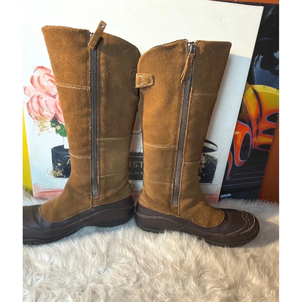 The North Face Janey II Waterproof Suede Tall Boots Brown Leather Equestrian 7.5